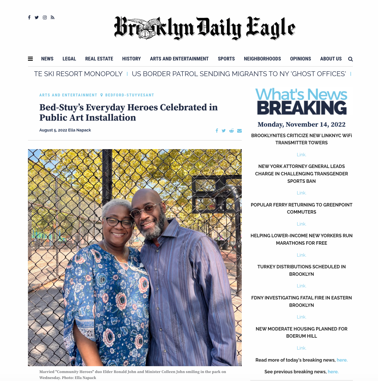Bed Stuy Community Heroes featured in the Brooklyn Daily Eagle